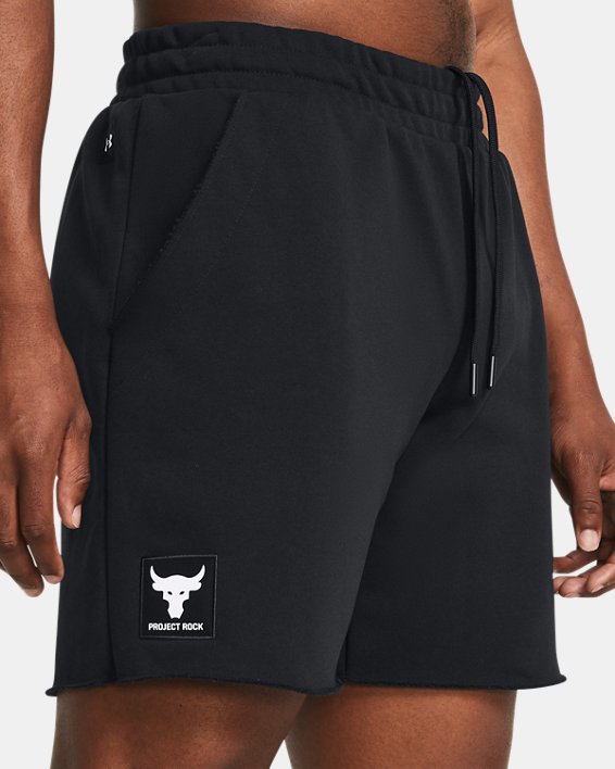 Men's Project Rock Heavyweight Terry Shorts in Black image number 3